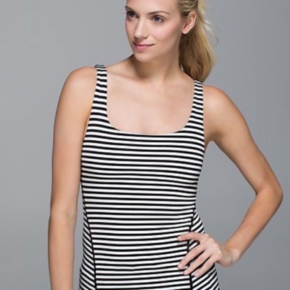 Lululemon Amala Black & White Striped Tank top 6 - Picture 2 of 11